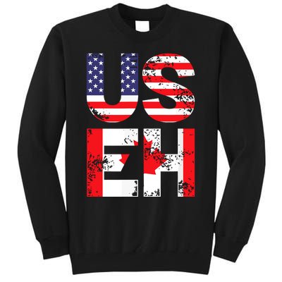 Us Eh Funny Canada American Flag Tall Sweatshirt