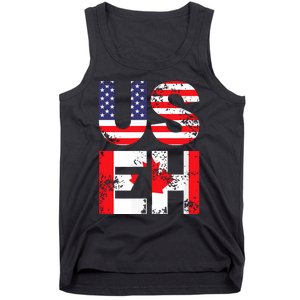 Us Eh Funny Canada American Flag Tank Top