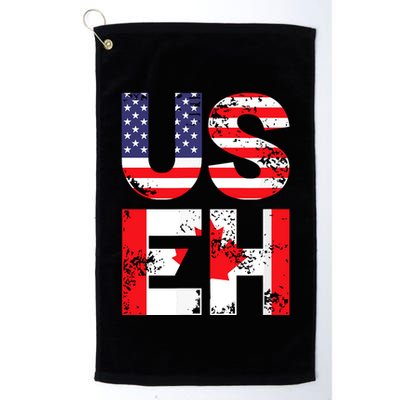 Us Eh Funny Canada American Flag Golf Towel