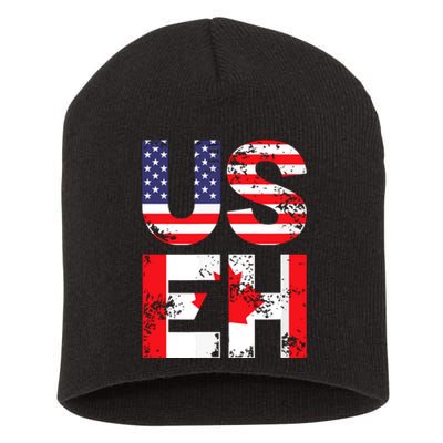 Us Eh Funny Canada American Flag Short Acrylic Beanie