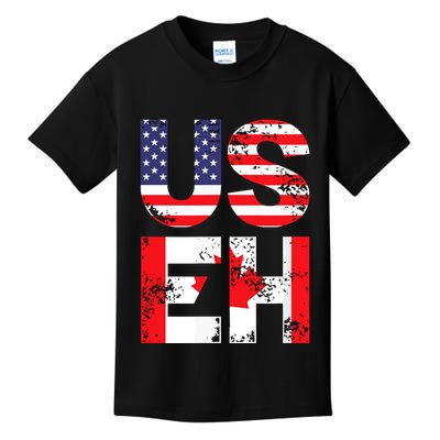 Us Eh Funny Canada American Flag Kids T-Shirt