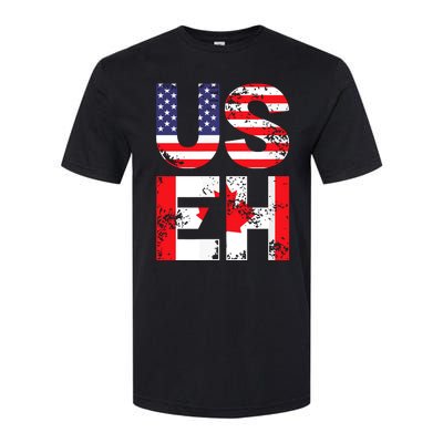 Us Eh Funny Canada American Flag Softstyle® CVC T-Shirt