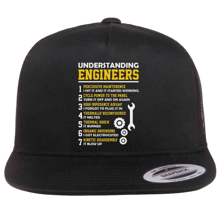 Understanding Engineers Funny Sarcastic Engineering Flat Bill Trucker Hat