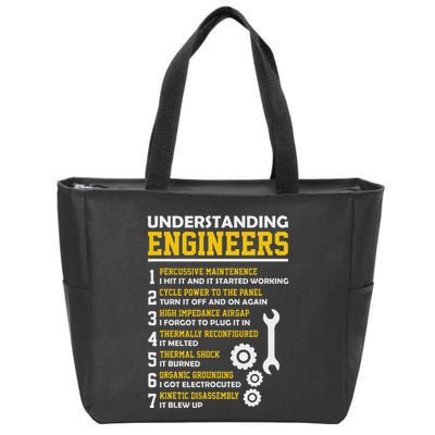 Understanding Engineers Funny Sarcastic Engineering Zip Tote Bag