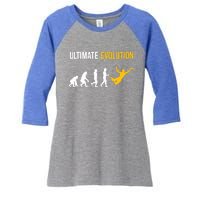 Ultimate Evolution Frisbee Gift Women's Tri-Blend 3/4-Sleeve Raglan Shirt