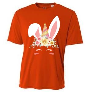 Unicorn Easter Floral Bunny Cooling Performance Crew T-Shirt