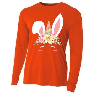 Unicorn Easter Floral Bunny Cooling Performance Long Sleeve Crew