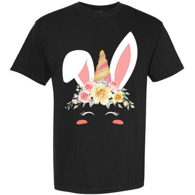 Unicorn Easter Floral Bunny Garment-Dyed Heavyweight T-Shirt