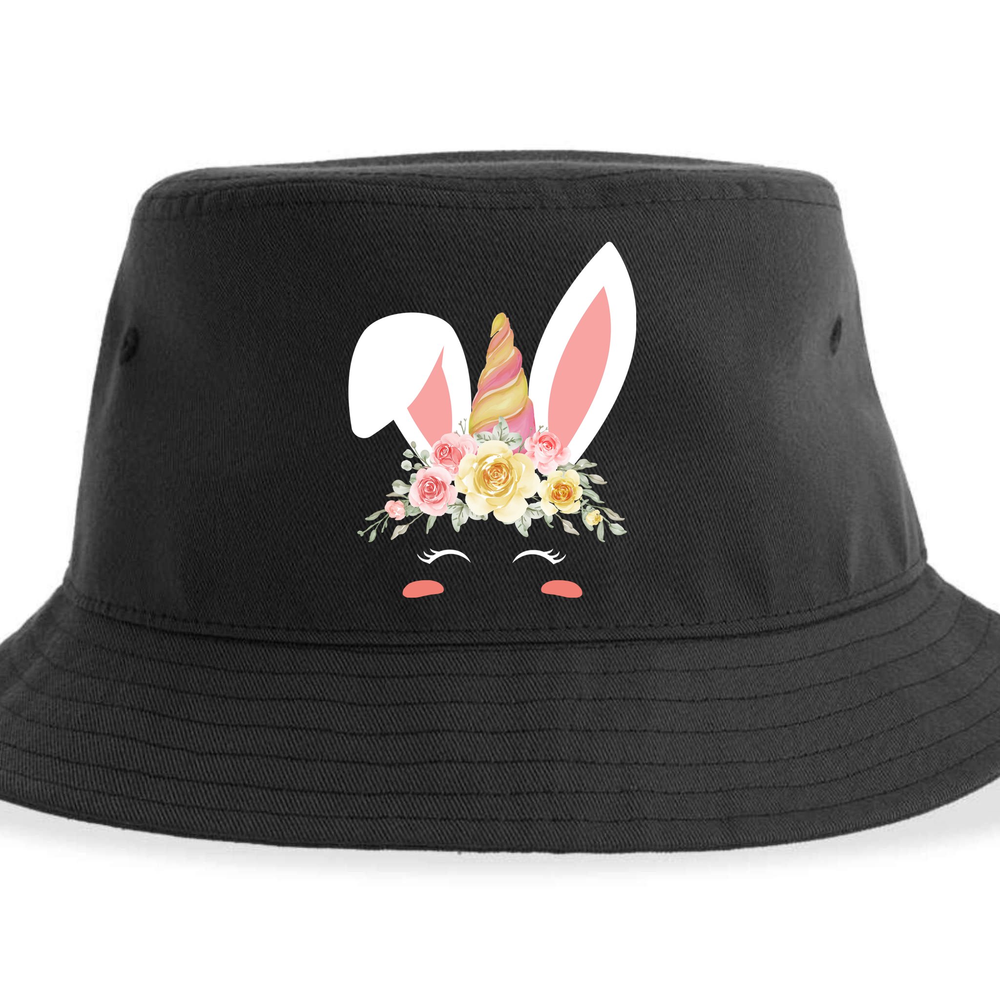 Unicorn Easter Floral Bunny Sustainable Bucket Hat