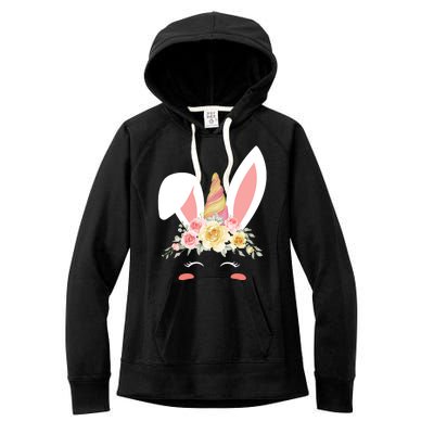 Unicorn Easter Floral Bunny Women's Fleece Hoodie