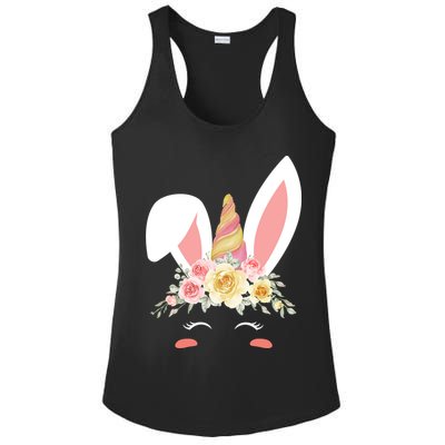 Unicorn Easter Floral Bunny Ladies PosiCharge Competitor Racerback Tank