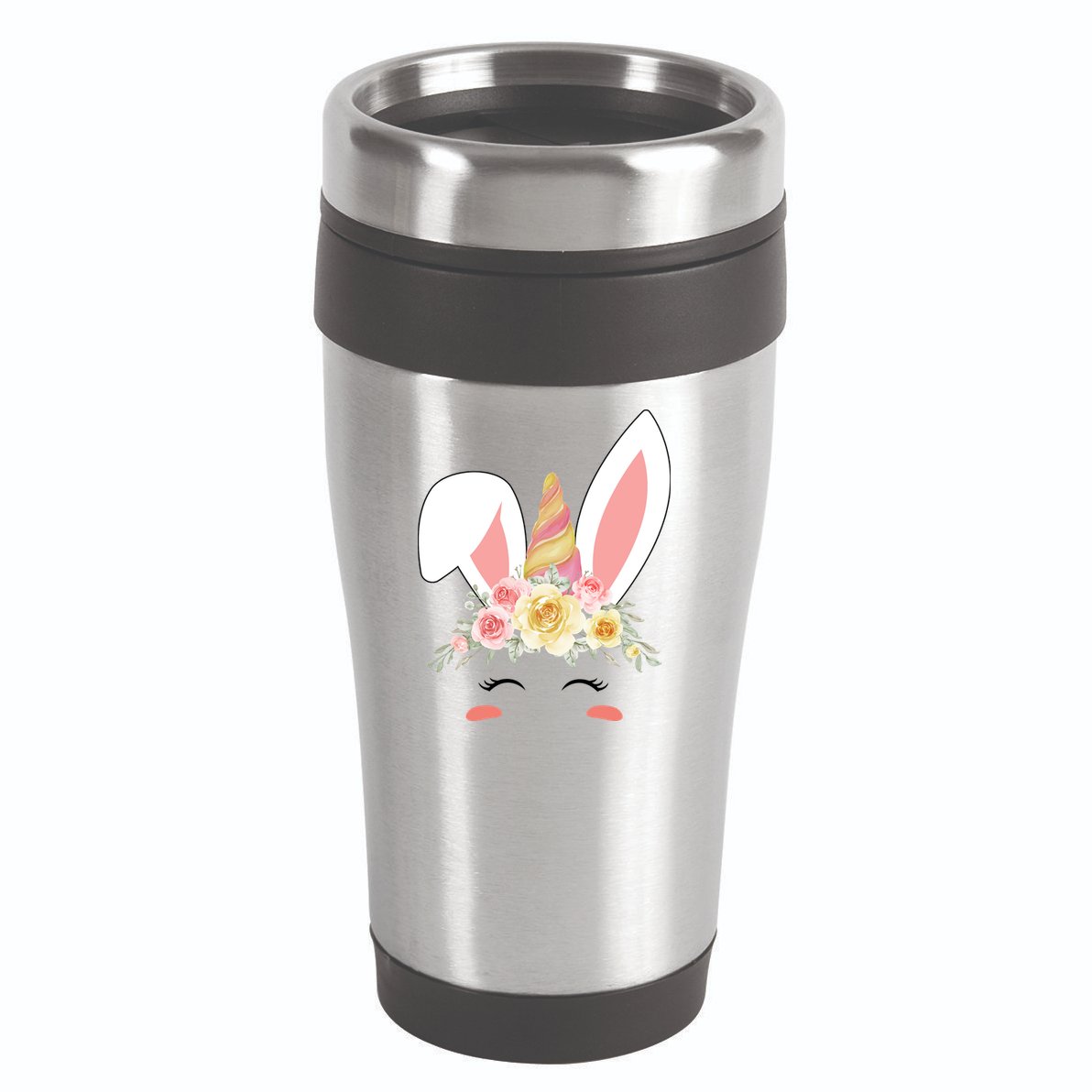 Unicorn Easter Floral Bunny 16oz Travel Tumbler