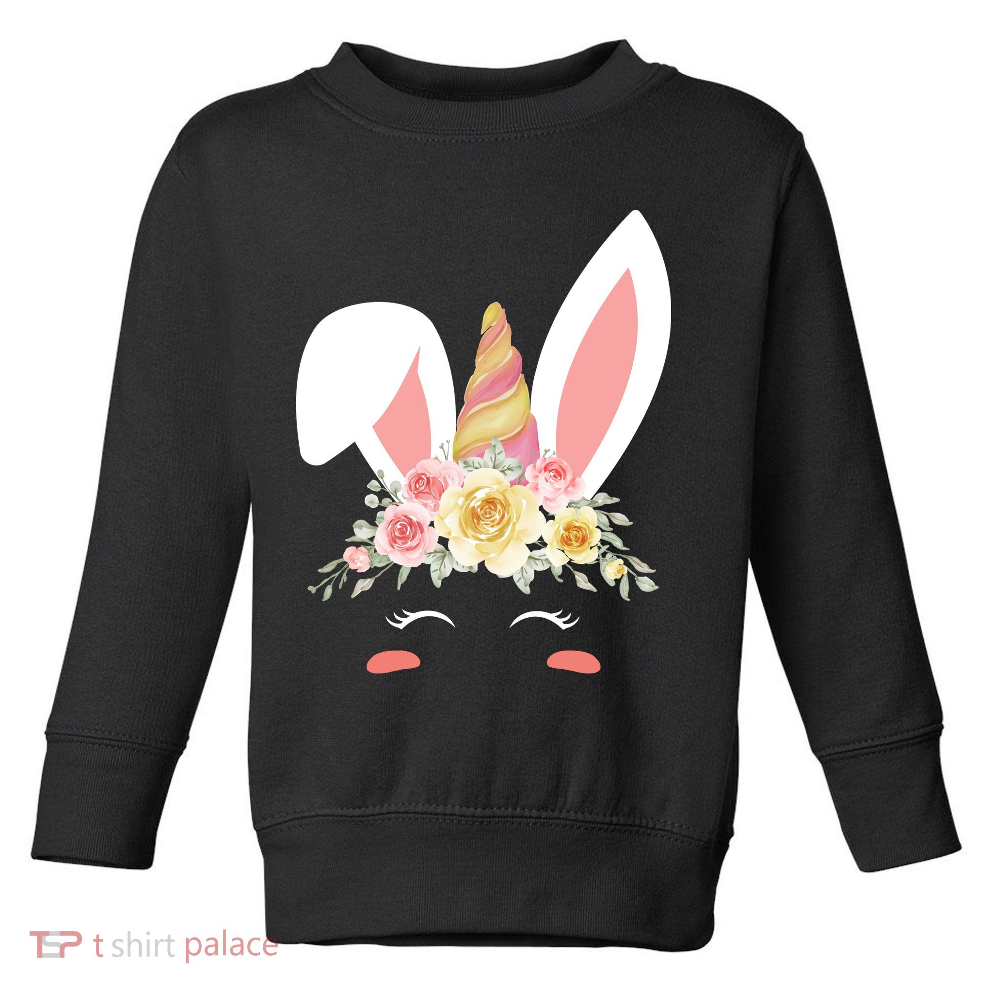 Unicorn Easter Floral Bunny Toddler Sweatshirt
