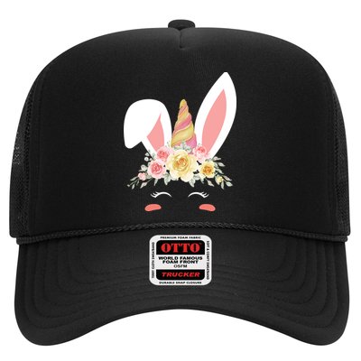 Unicorn Easter Floral Bunny Trucker Hat