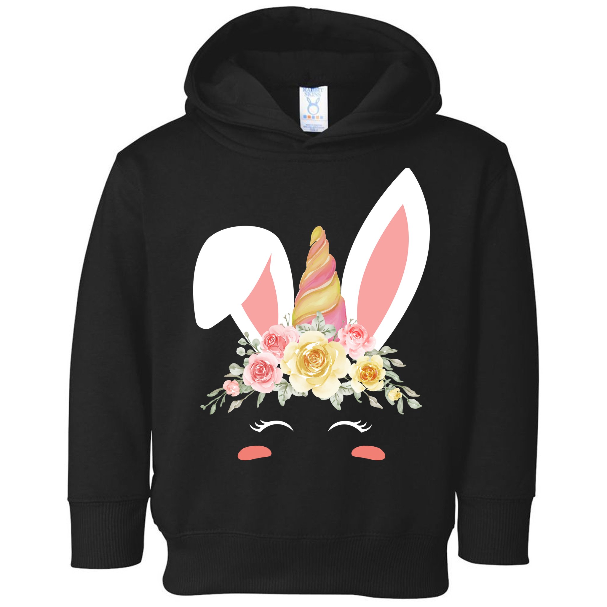 Unicorn Easter Floral Bunny Toddler Hoodie