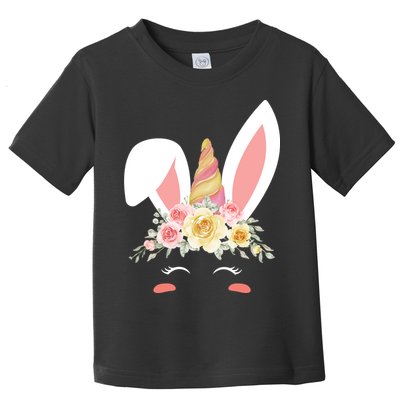 Unicorn Easter Floral Bunny Toddler T-Shirt
