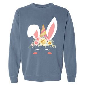 Unicorn Easter Floral Bunny Garment-Dyed Sweatshirt