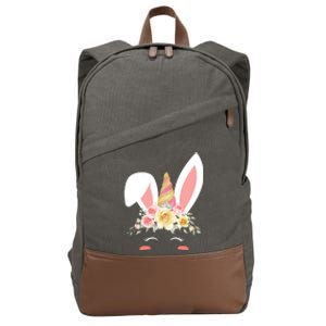 Unicorn Easter Floral Bunny Cotton Canvas Backpack