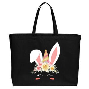 Unicorn Easter Floral Bunny Cotton Canvas Jumbo Tote