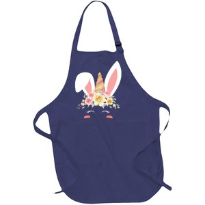 Unicorn Easter Floral Bunny Full-Length Apron With Pockets