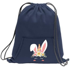 Unicorn Easter Floral Bunny Sweatshirt Cinch Pack Bag