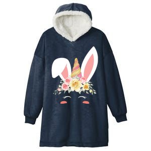 Unicorn Easter Floral Bunny Hooded Wearable Blanket