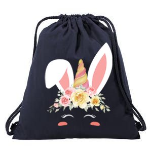 Unicorn Easter Floral Bunny Drawstring Bag