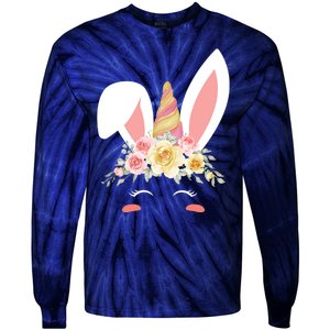 Unicorn Easter Floral Bunny Tie-Dye Long Sleeve Shirt