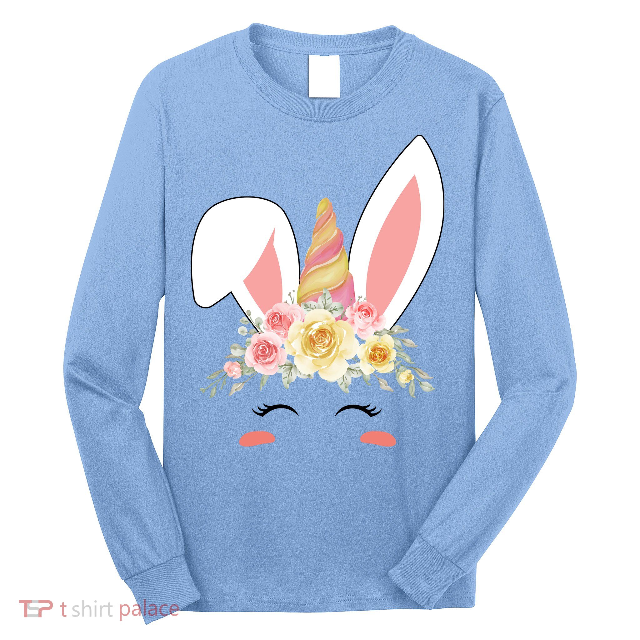 Unicorn Easter Floral Bunny Long Sleeve Shirt