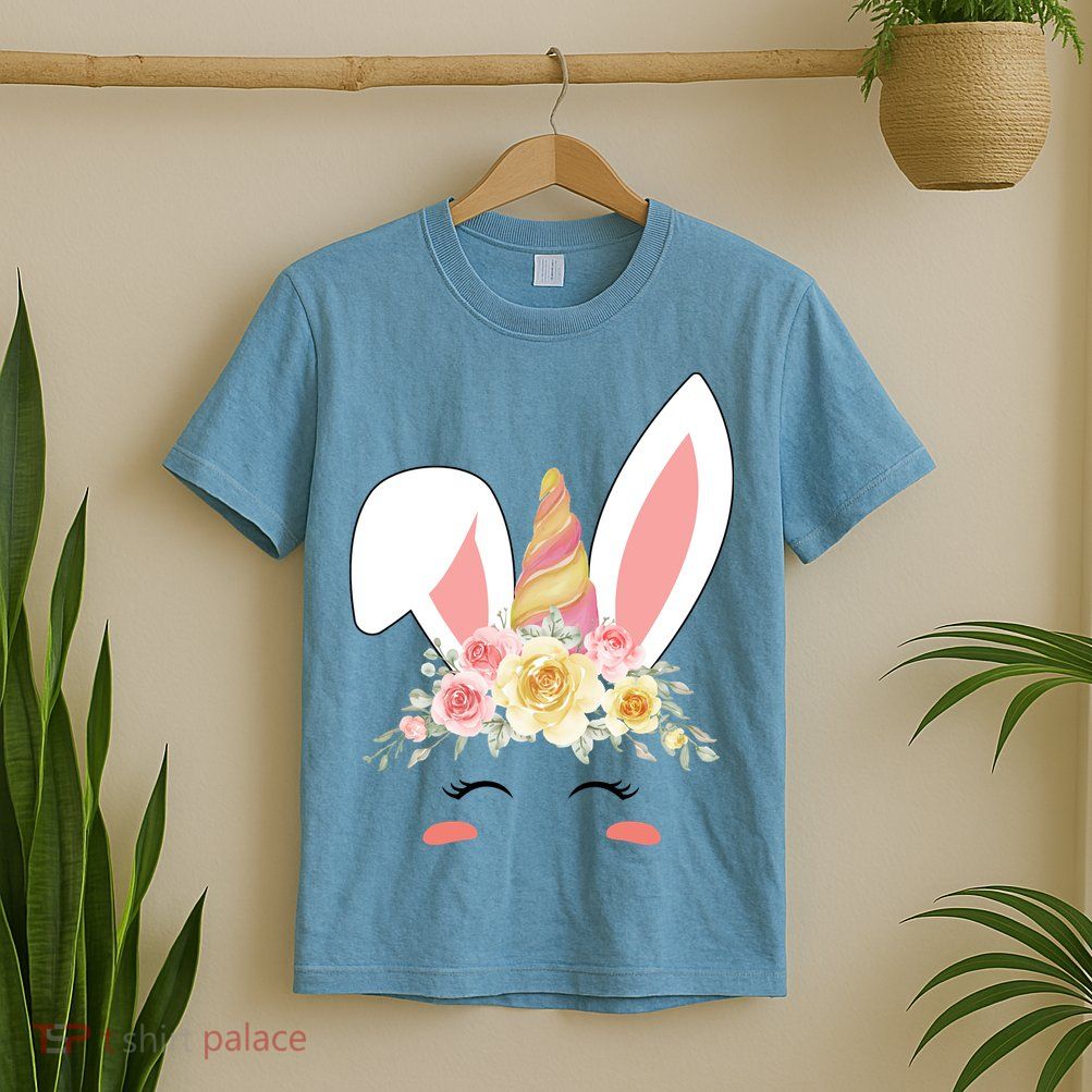 Unicorn Easter Floral Bunny T-Shirt