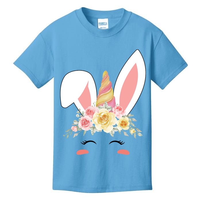 Unicorn Easter Floral Bunny Kids T-Shirt