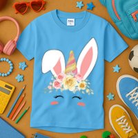 Unicorn Easter Floral Bunny Kids T-Shirt