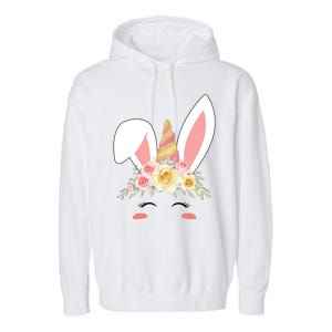 Unicorn Easter Floral Bunny Garment-Dyed Fleece Hoodie