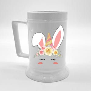 Unicorn Easter Floral Bunny Beer Stein