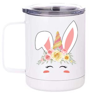 Unicorn Easter Floral Bunny 12 oz Stainless Steel Tumbler Cup