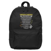 Understanding Engineers Funny Understanding Engineer 16 in Basic Backpack