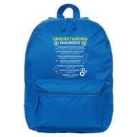 Understanding Engineers Funny Understanding Engineer 16 in Basic Backpack