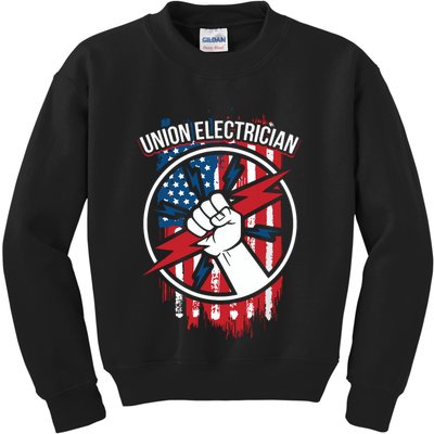 Union Electrician Gift For American Electricians Kids Sweatshirt