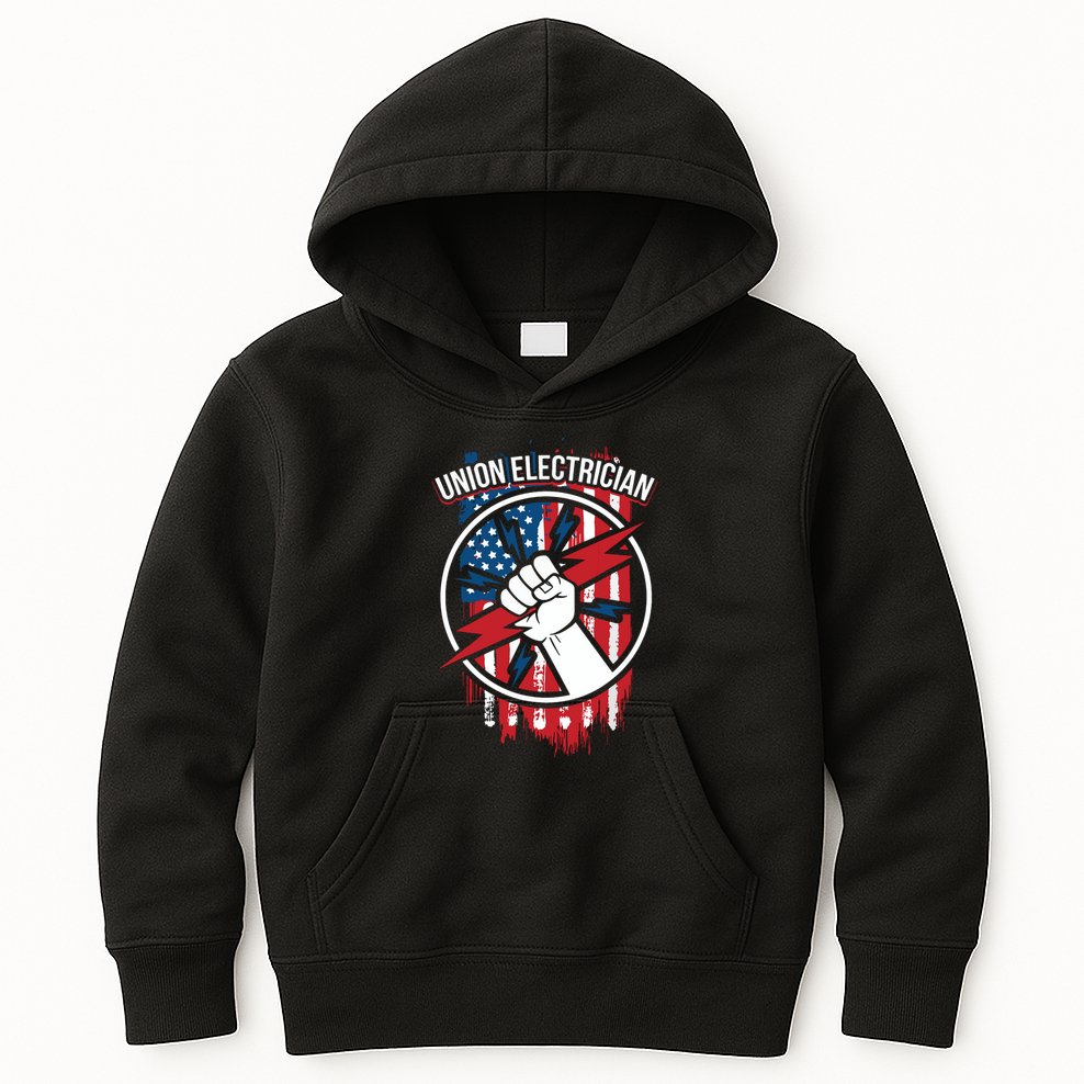 Union Electrician Gift For American Electricians Kids Hoodie