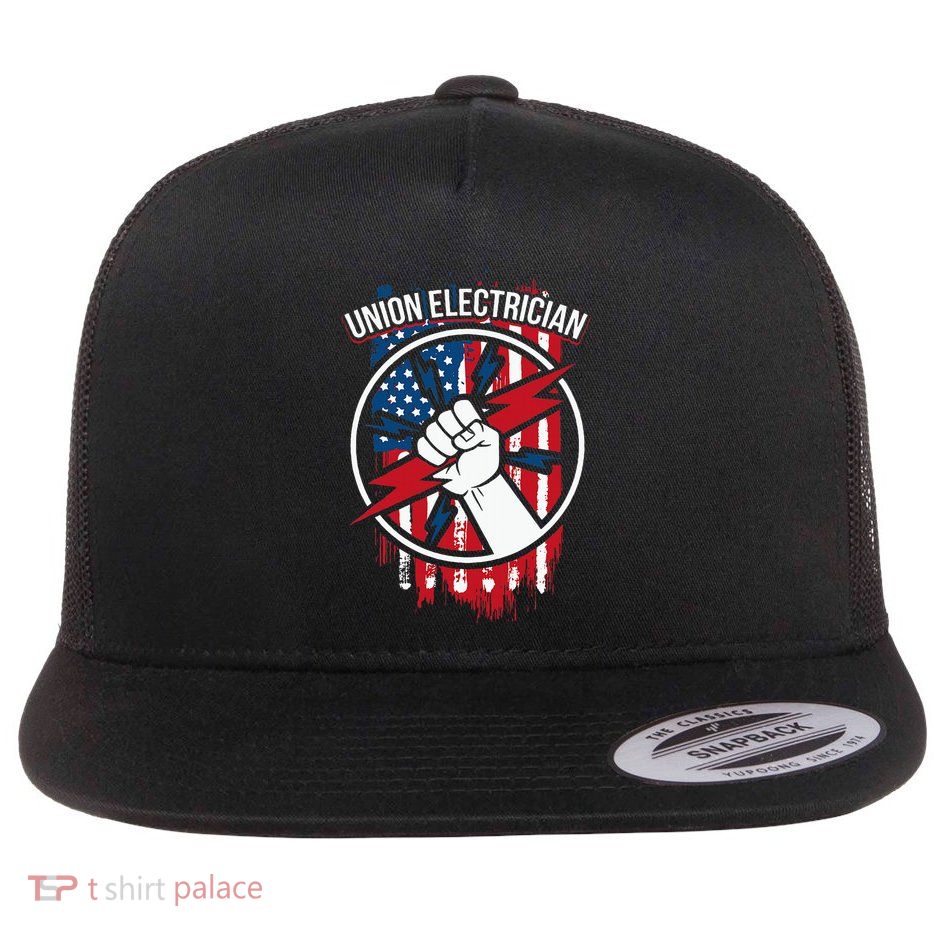Union Electrician Gifts For American Electricians Flat Bill Trucker Hat