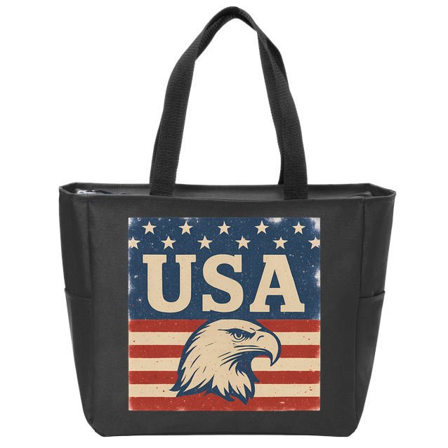 USA Eagle Graphic Zip Tote Bag