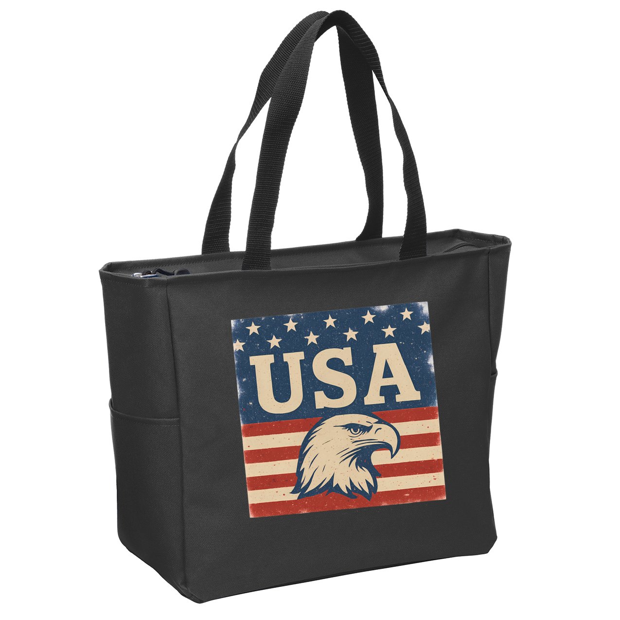 USA Eagle Graphic Zip Tote Bag