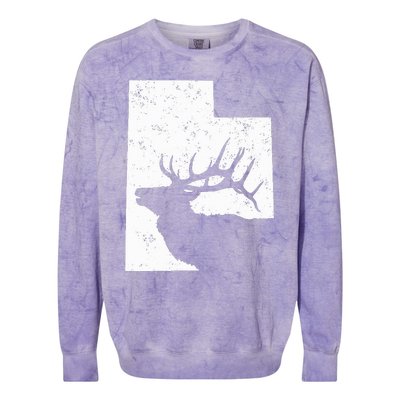 Utah Elk Hunting Bull Elk State Shape Colorblast Crewneck Sweatshirt