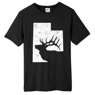 Utah Elk Hunting Bull Elk State Shape Tall Fusion ChromaSoft Performance T-Shirt