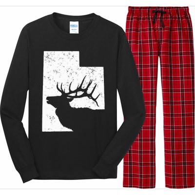 Utah Elk Hunting Bull Elk State Shape Long Sleeve Pajama Set