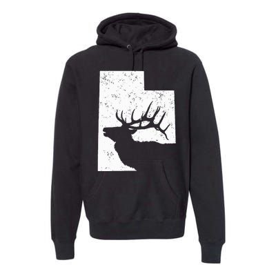 Utah Elk Hunting Bull Elk State Shape Premium Hoodie