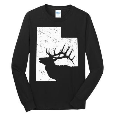 Utah Elk Hunting Bull Elk State Shape Tall Long Sleeve T-Shirt