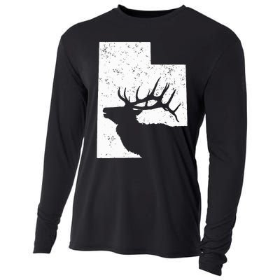 Utah Elk Hunting Bull Elk State Shape Cooling Performance Long Sleeve Crew