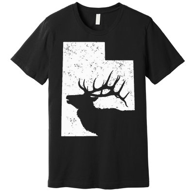 Utah Elk Hunting Bull Elk State Shape Premium T-Shirt