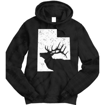 Utah Elk Hunting Bull Elk State Shape Tie Dye Hoodie